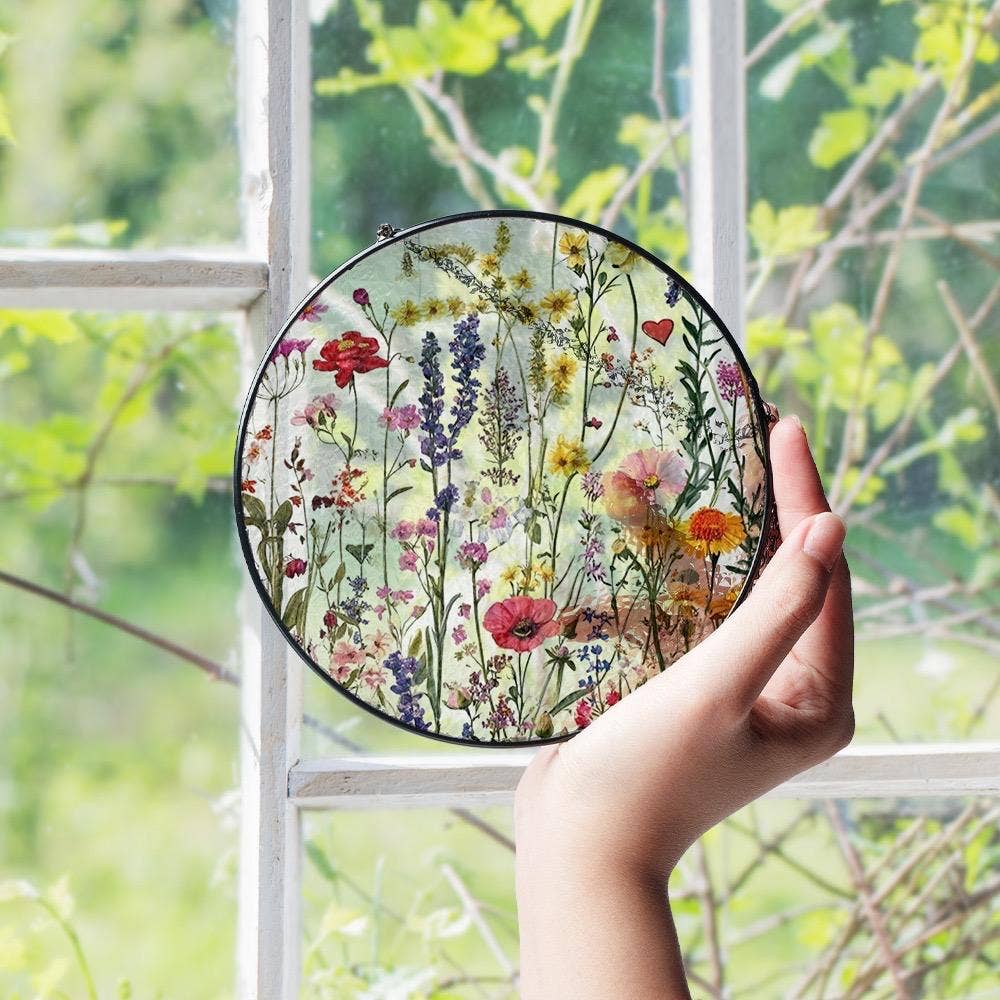 Wildflower Stained Glass Suncatcher, Nature Ornament