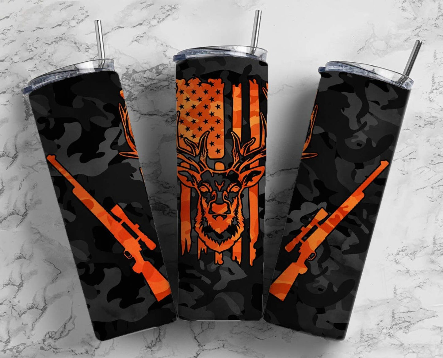 Black Camo Hunting Tumbler, Mens 20 oz Skinny Tumbler, Dad