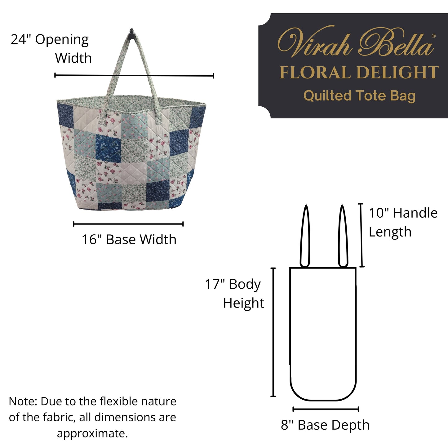 "Floral Delight" Designer Quilted Tote Bag