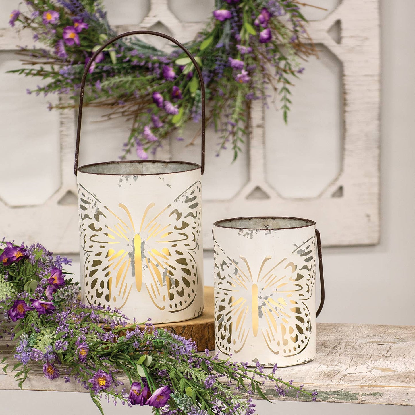2/Set, Butterfly Cutout White Metal Buckets