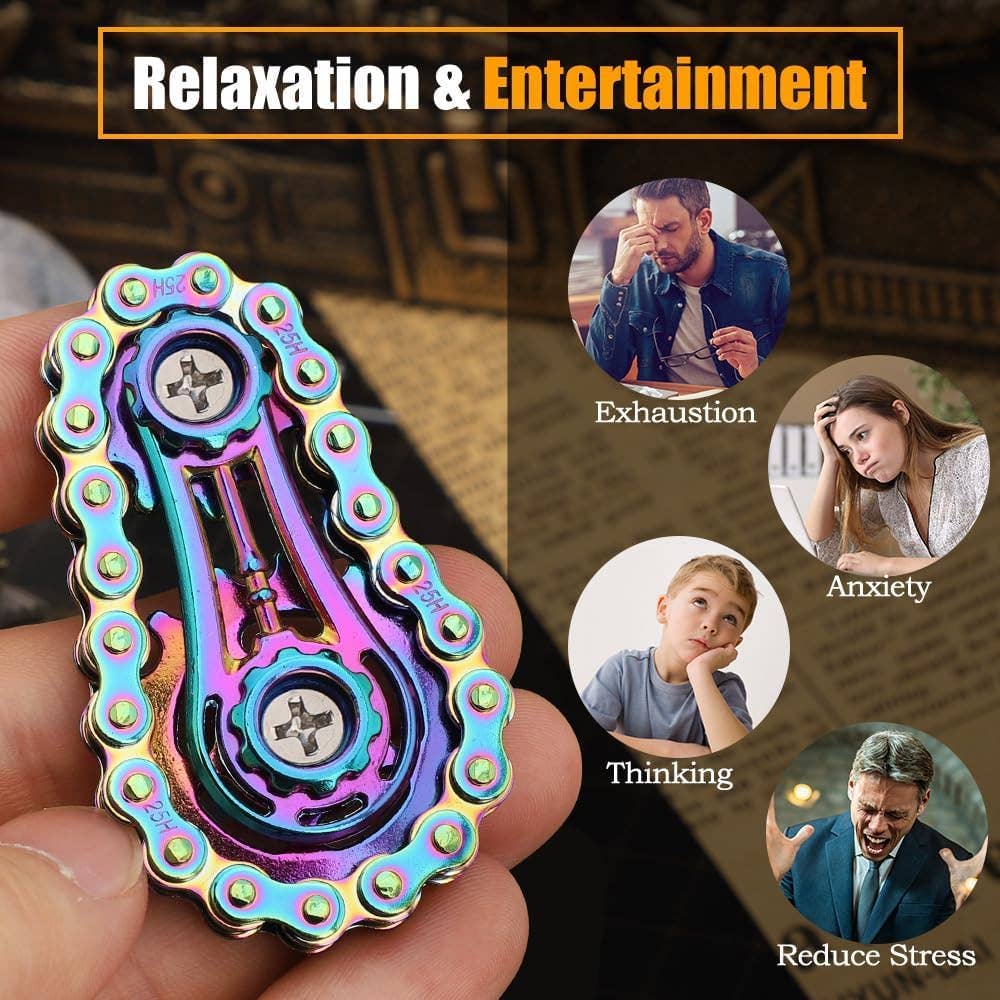 Chain Fidget Spinner Metal Toy With Gear Chain Teeth Fly