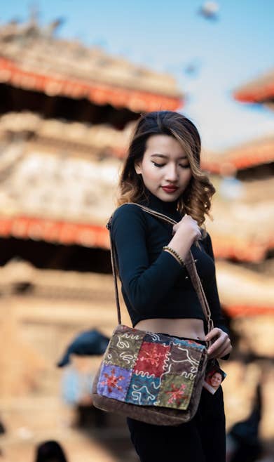 Embroidered Patchwork Crossbody Shoulder Bag