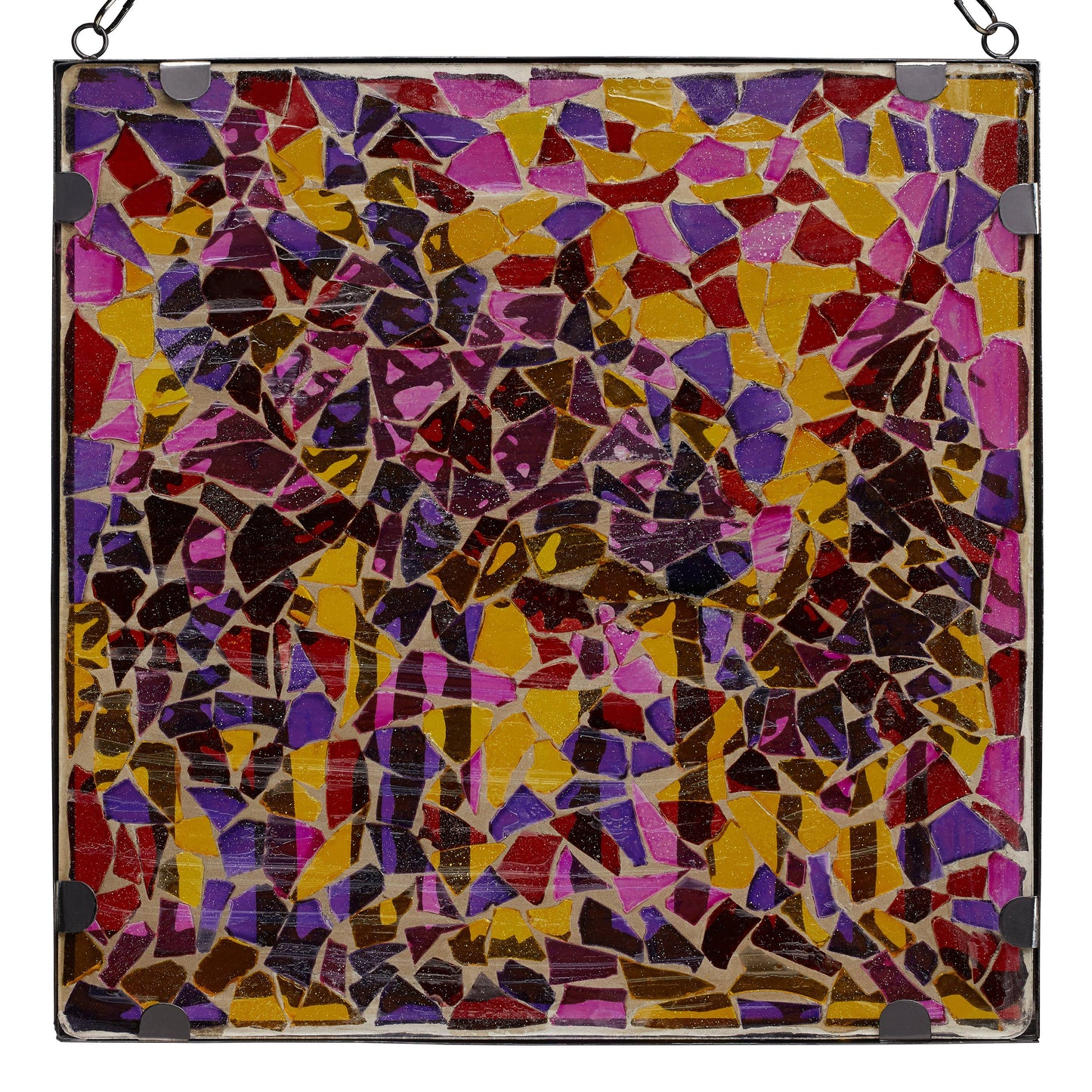 12"W Colorful Mosaic Landscape Stained Glass Window Panel