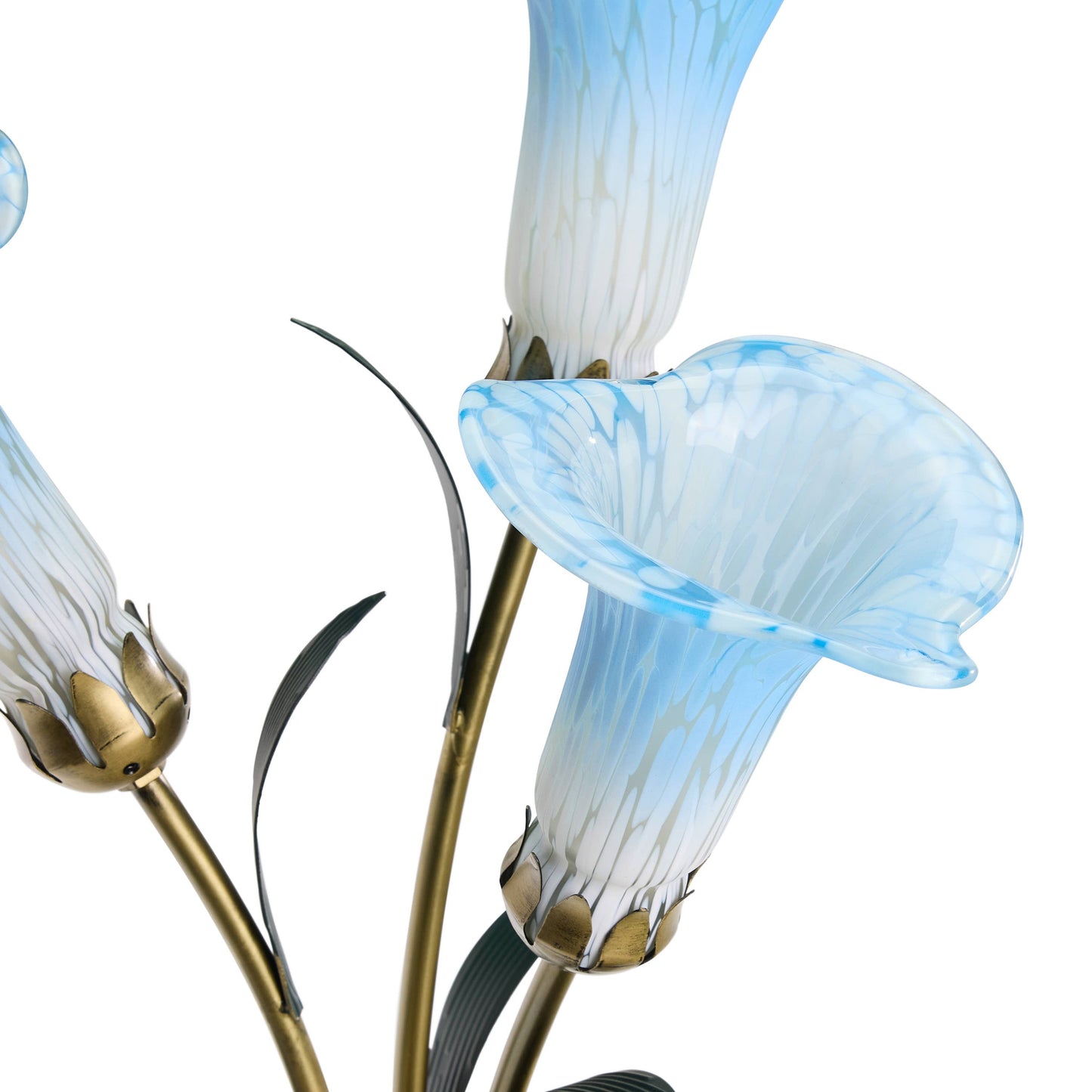 23.5" 3-Light Blue Handblown Glass Calla Lily Table Lamp
