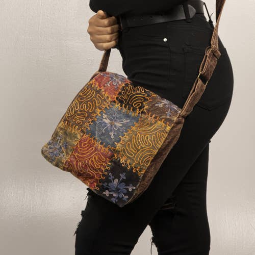 Embroidered Patchwork Crossbody Shoulder Bag