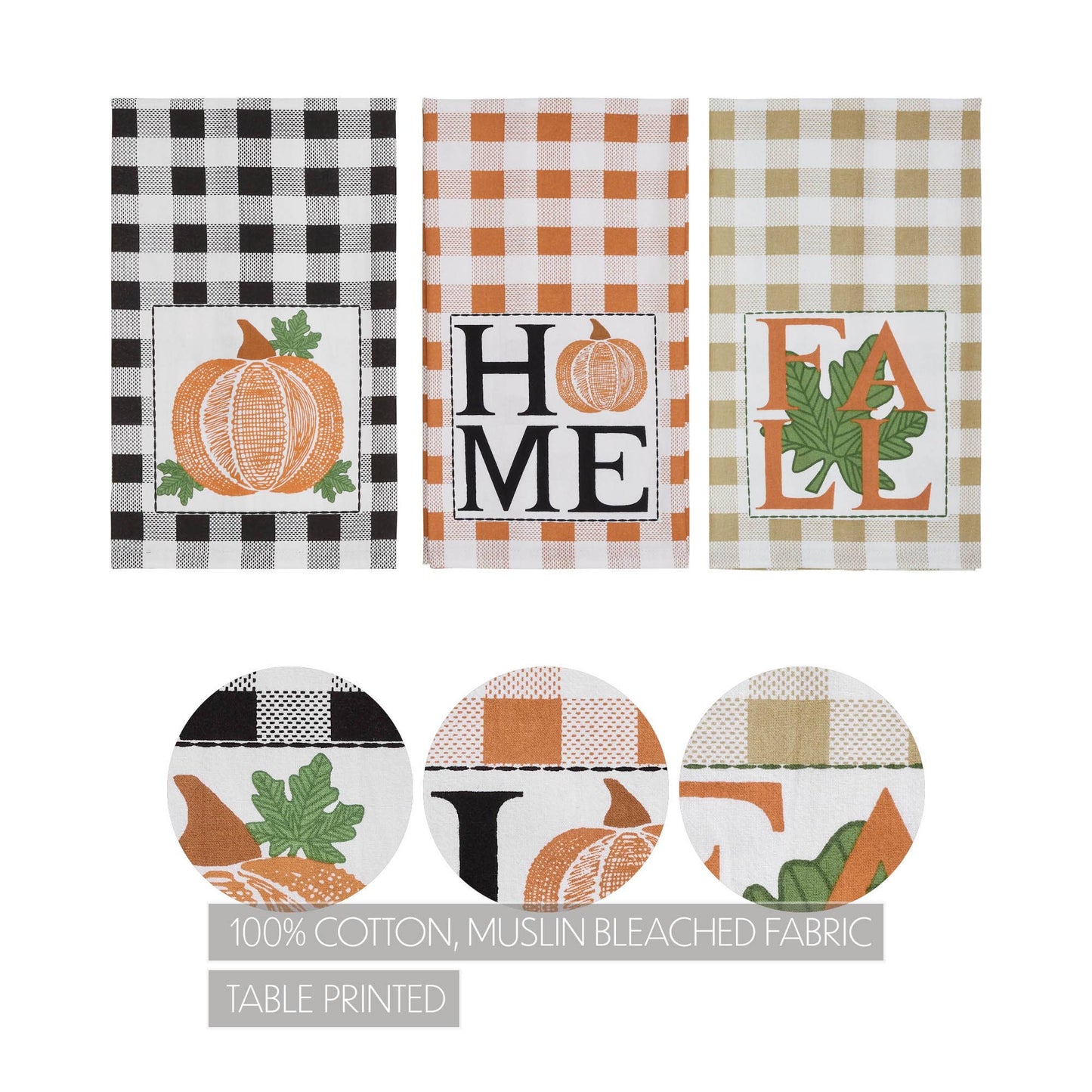 Harvest Plaid Fall Kitchen Towel Set 3pc