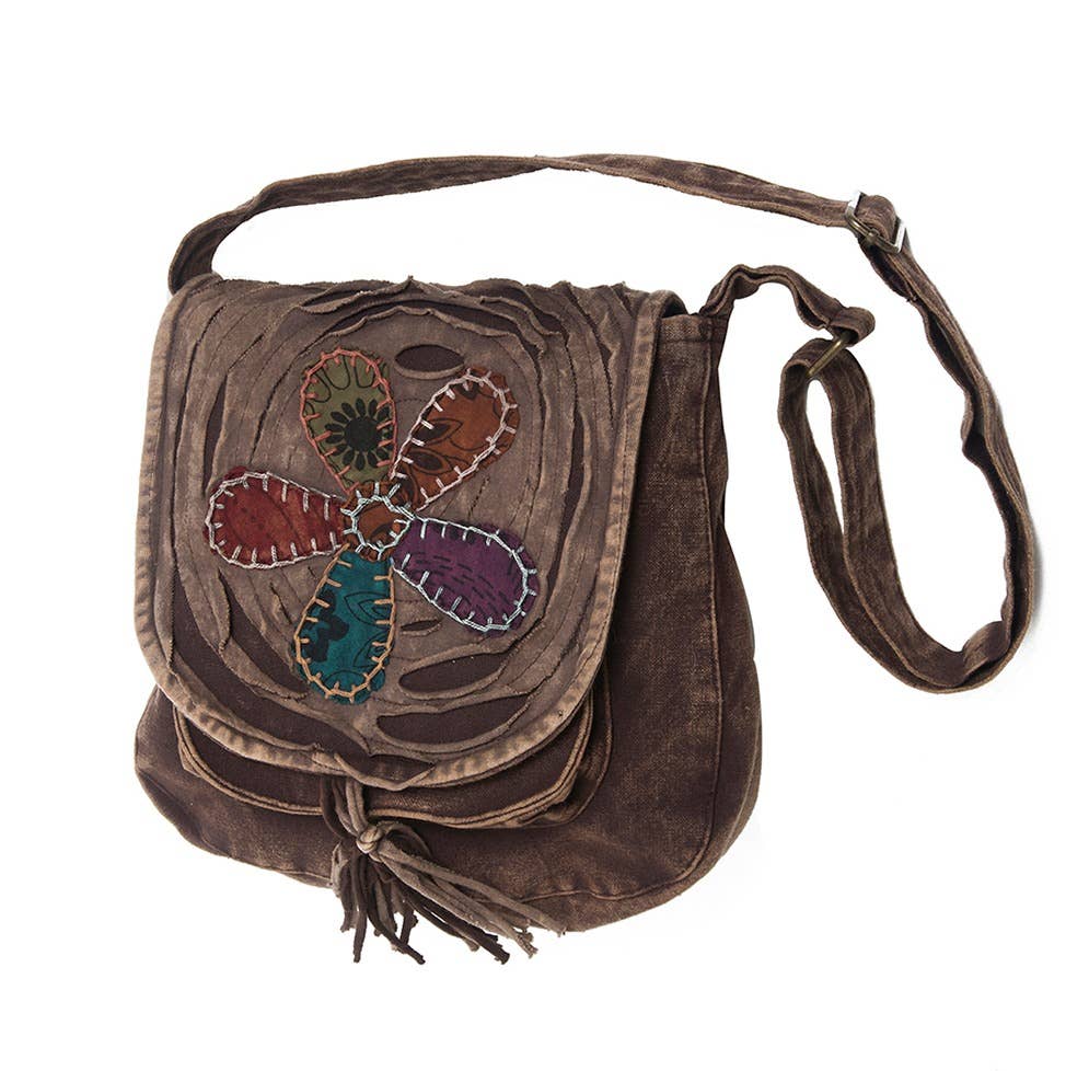 Embroidered & Razor Cut Crossbody Bag
