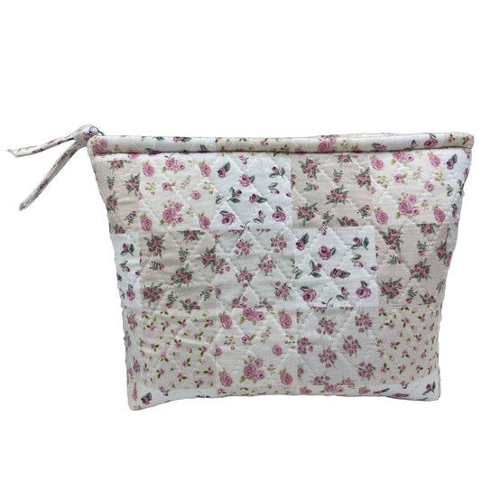 "Garden of Roses" - Designer Quilted Cosmetic Bag