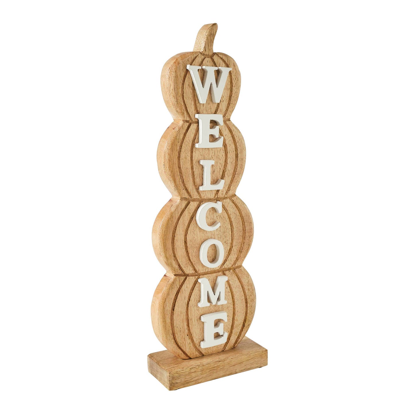 Fall Wooden Pumpkin Stack Welcome Sign 16.5 Inch