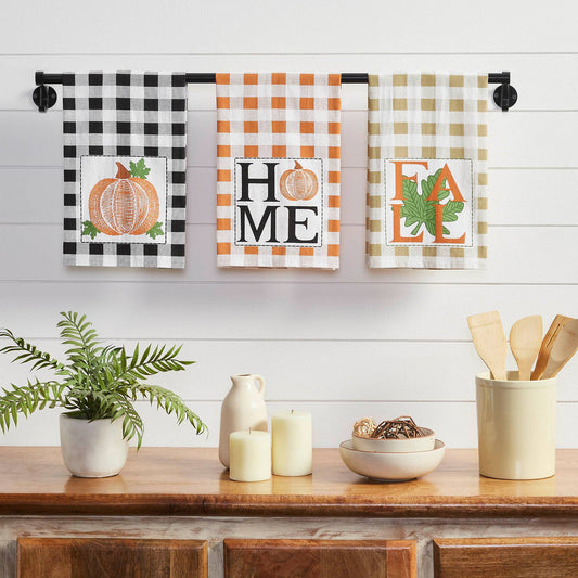 Harvest Plaid Fall Kitchen Towel Set 3pc