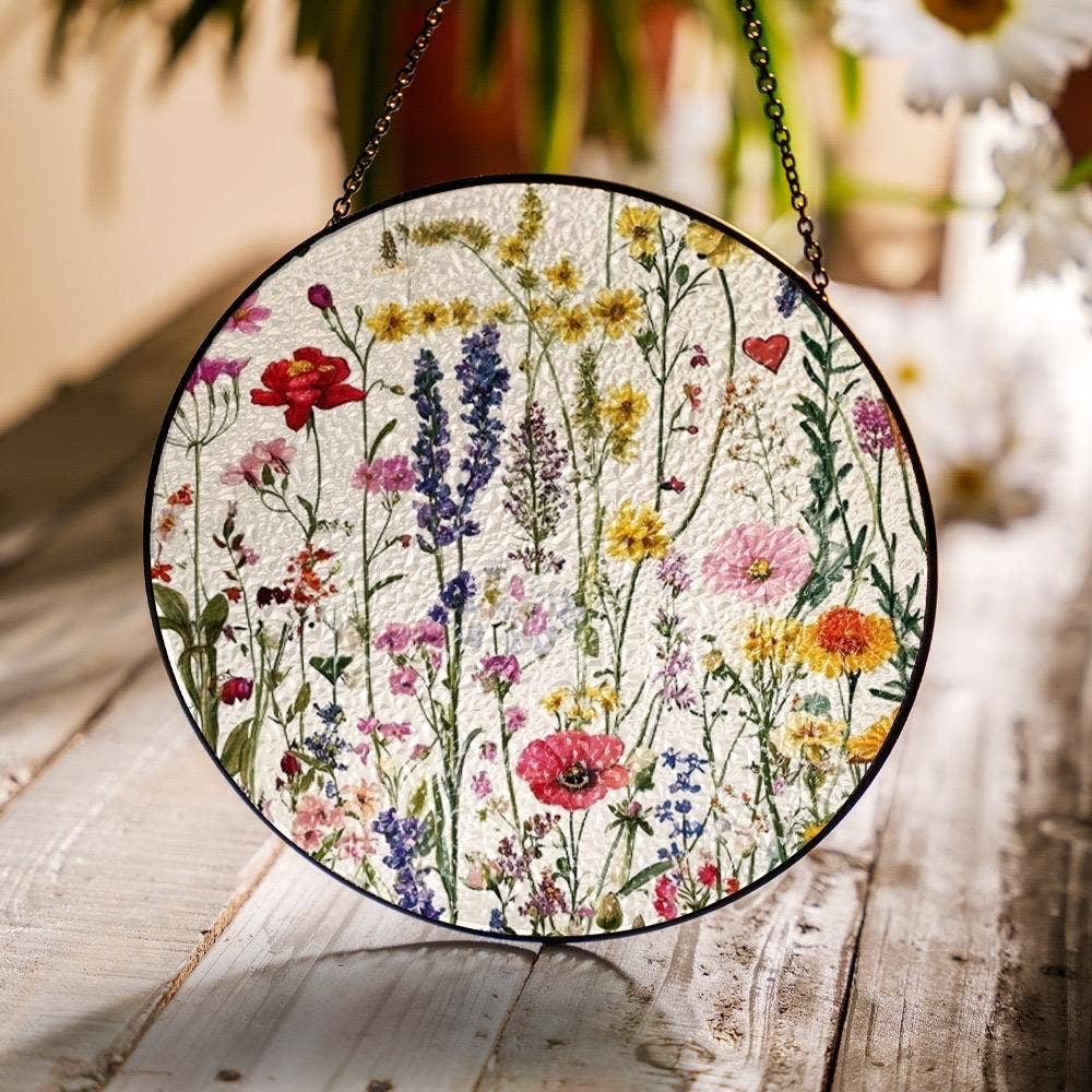 Wildflower Stained Glass Suncatcher, Nature Ornament