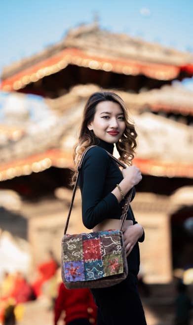 Embroidered Patchwork Crossbody Shoulder Bag