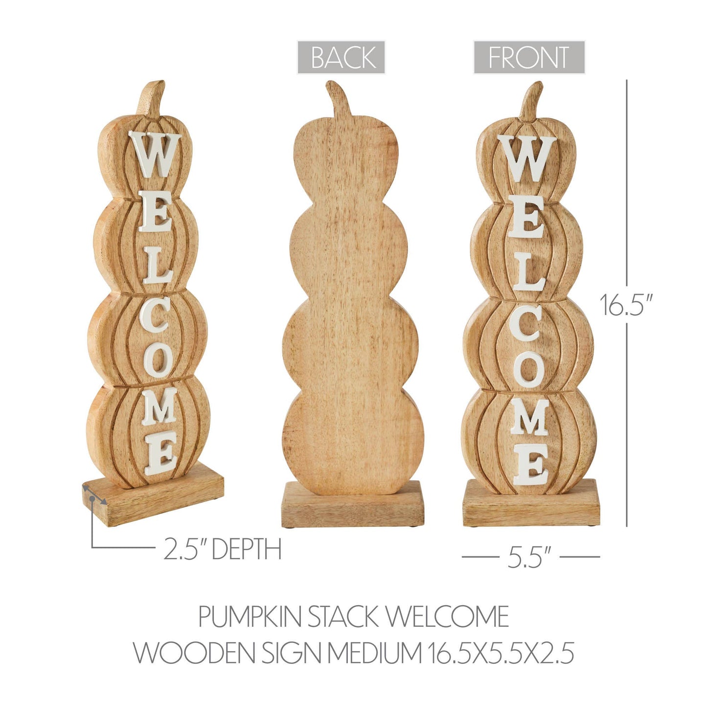 Fall Wooden Pumpkin Stack Welcome Sign 16.5 Inch