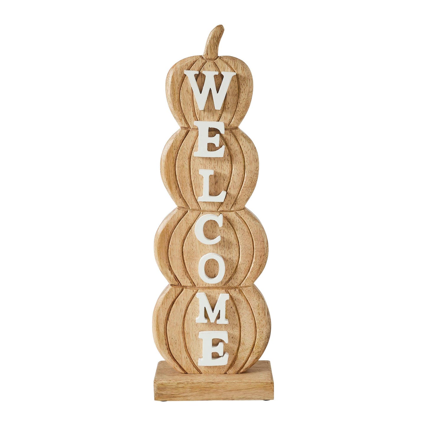 Fall Wooden Pumpkin Stack Welcome Sign 16.5 Inch