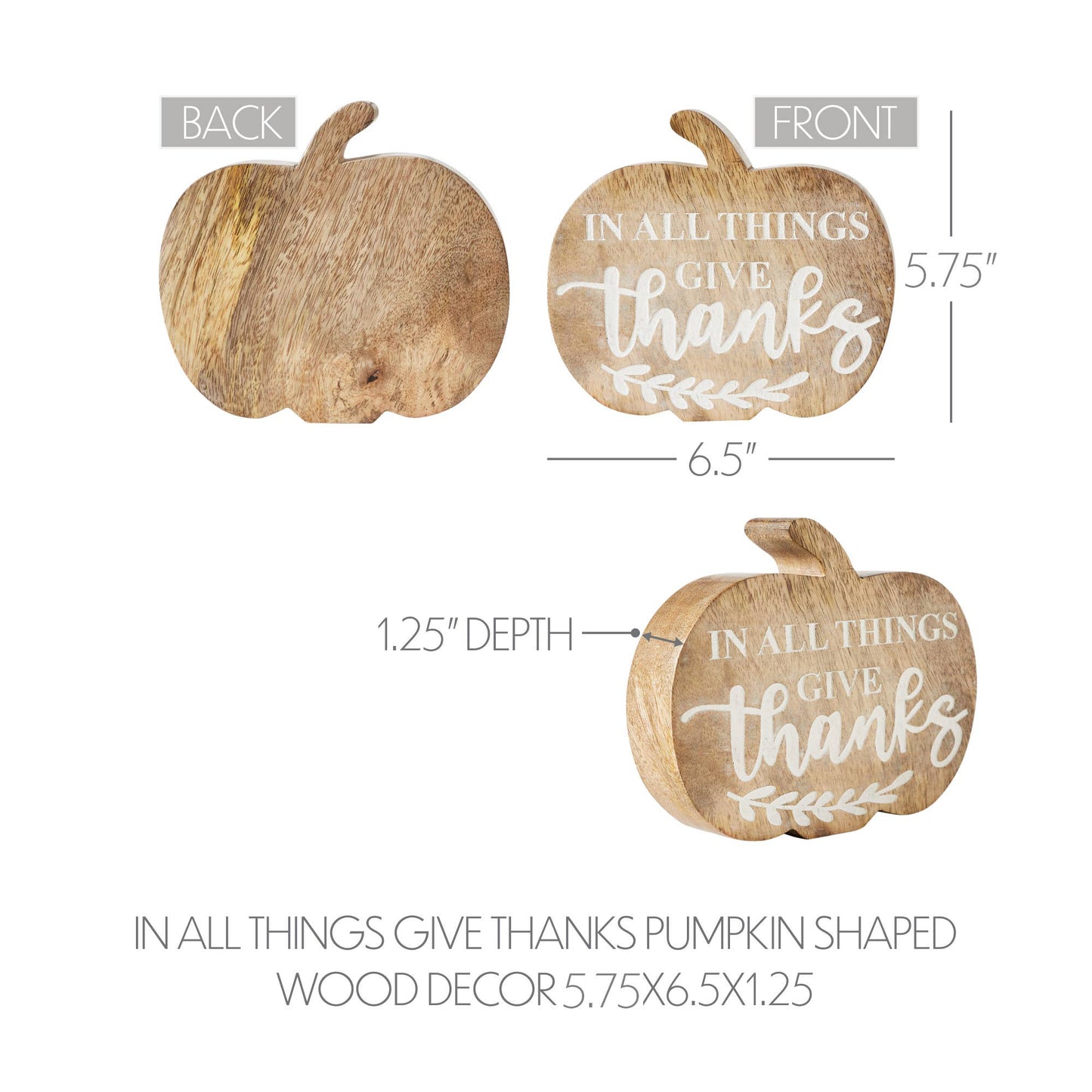In All Things Give Thanks Wood Pumpkin Tabletop Decor