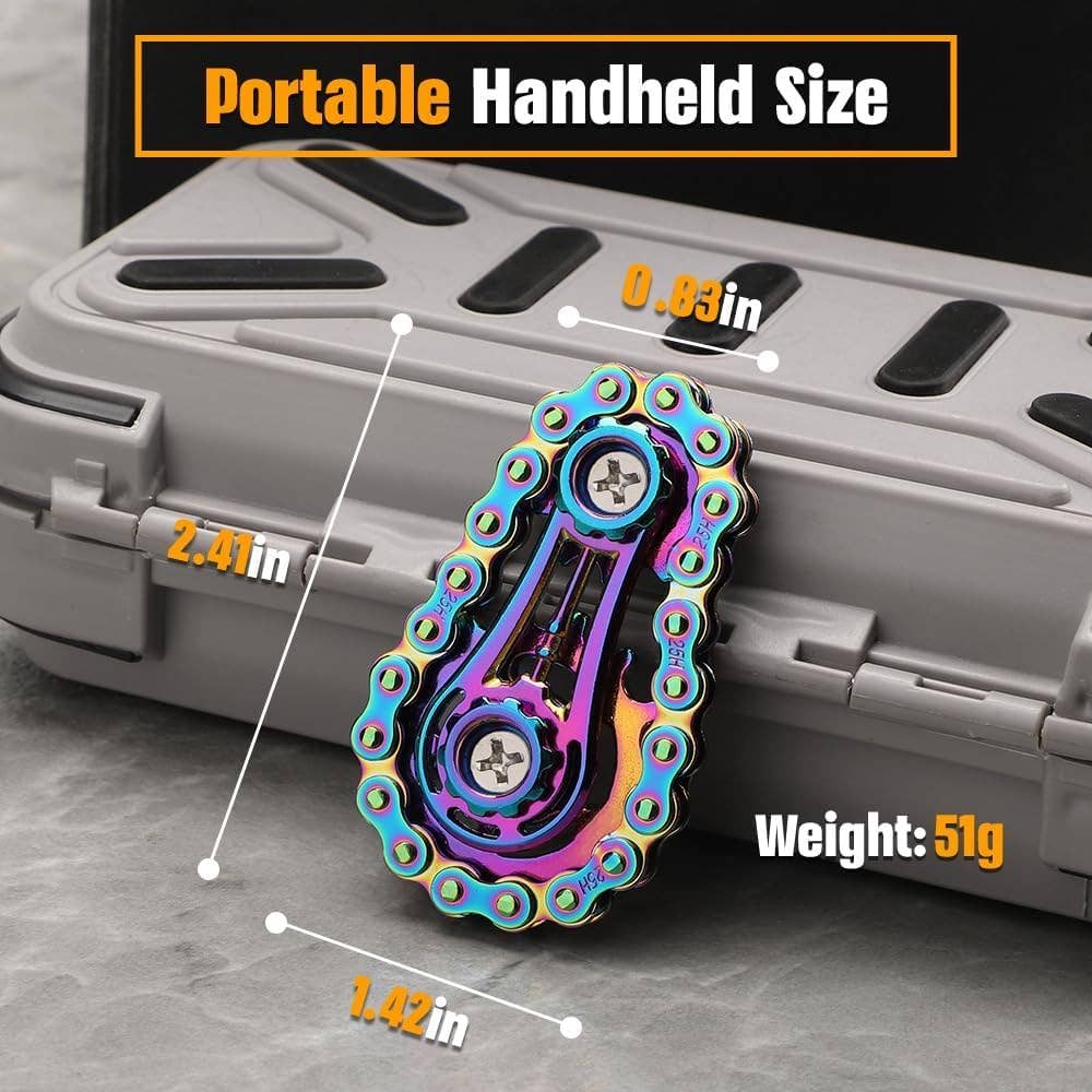 Chain Fidget Spinner Metal Toy With Gear Chain Teeth Fly