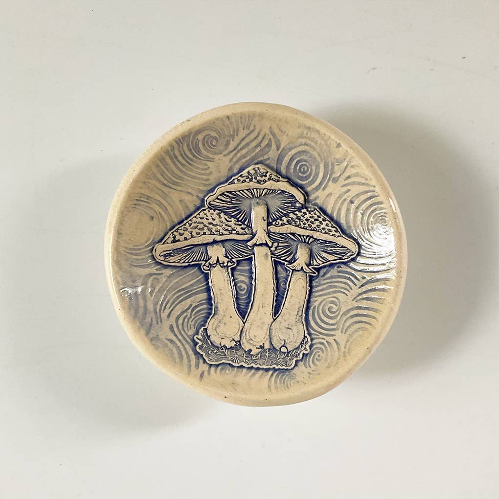 Pottery Dish Bowl - Mushrooms