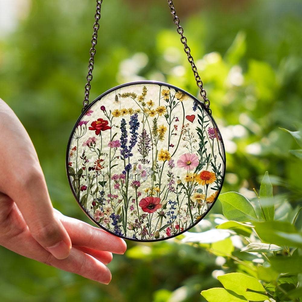 Wildflower Stained Glass Suncatcher, Nature Ornament
