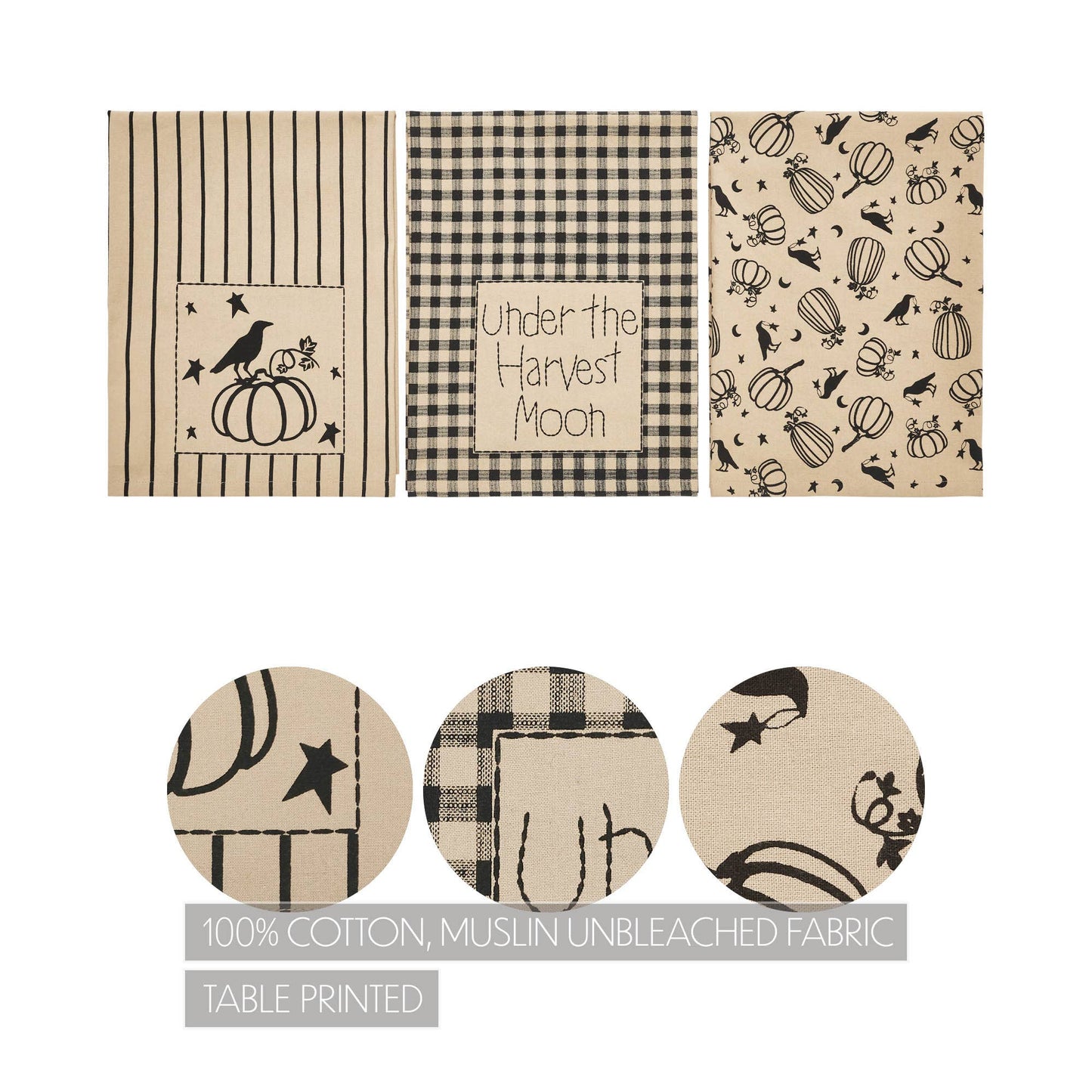 Raven Harvest Tea Towel Set 3pc 19x28