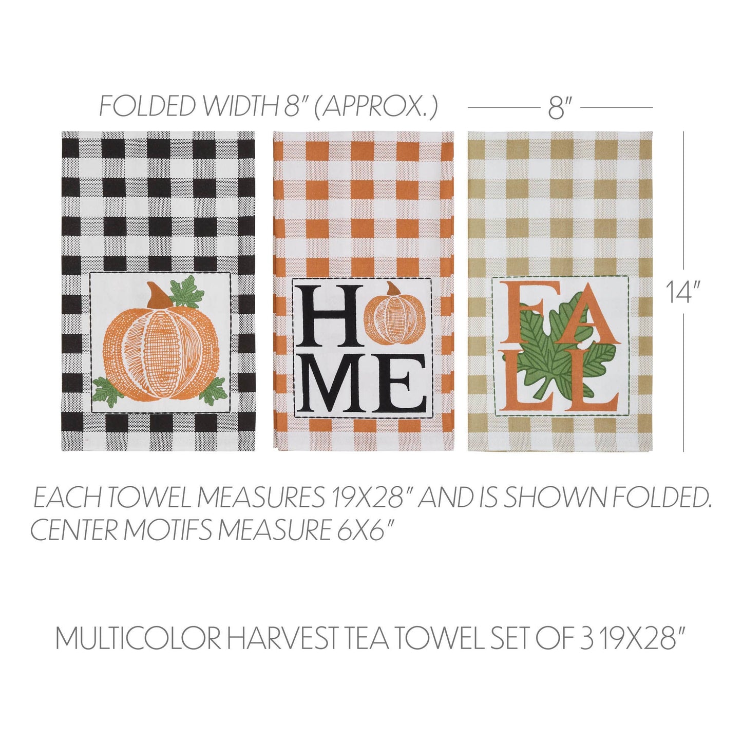 Harvest Plaid Fall Kitchen Towel Set 3pc