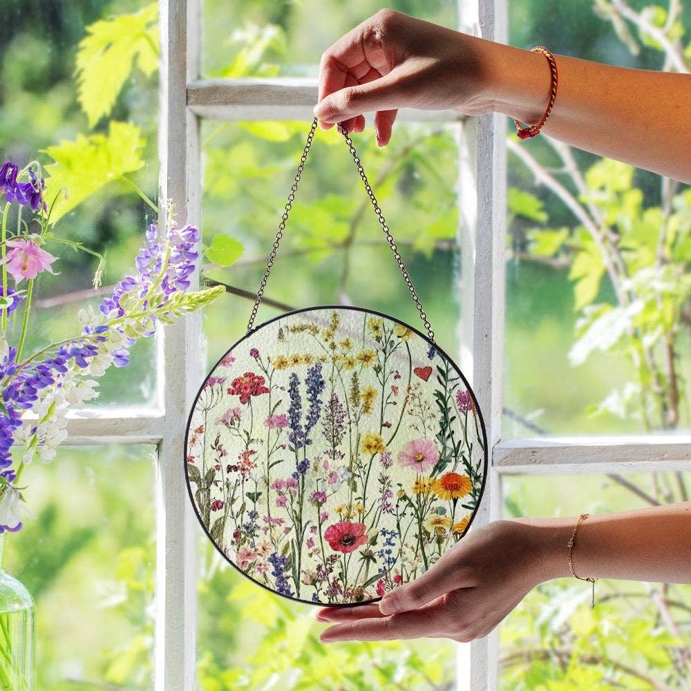 Wildflower Stained Glass Suncatcher, Nature Ornament