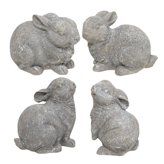 Gray Resin Bunny, 4 Assorted