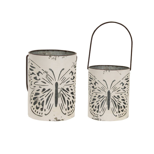 2/Set, Butterfly Cutout White Metal Buckets