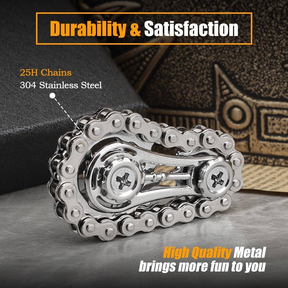 Chain Fidget Spinner Metal Toy With Gear Chain Teeth Fly