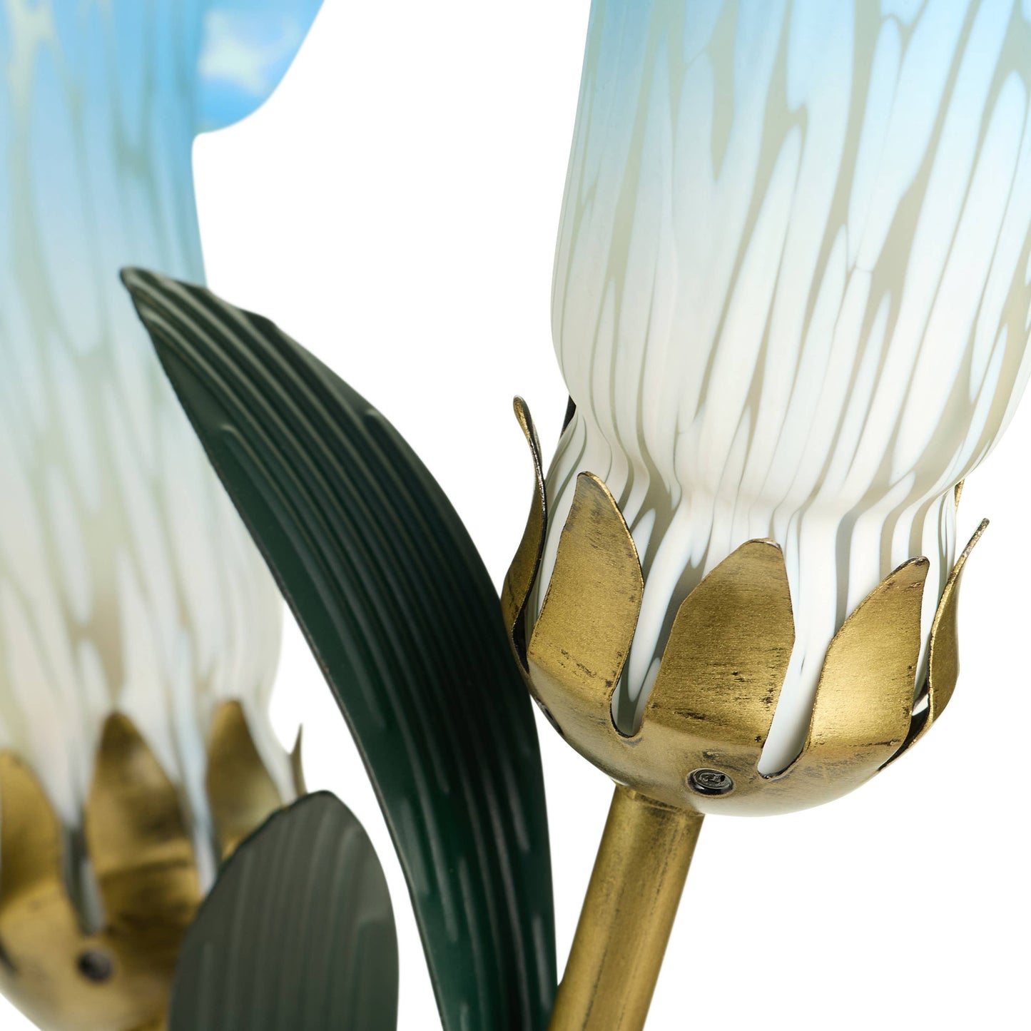 23.5" 3-Light Blue Handblown Glass Calla Lily Table Lamp